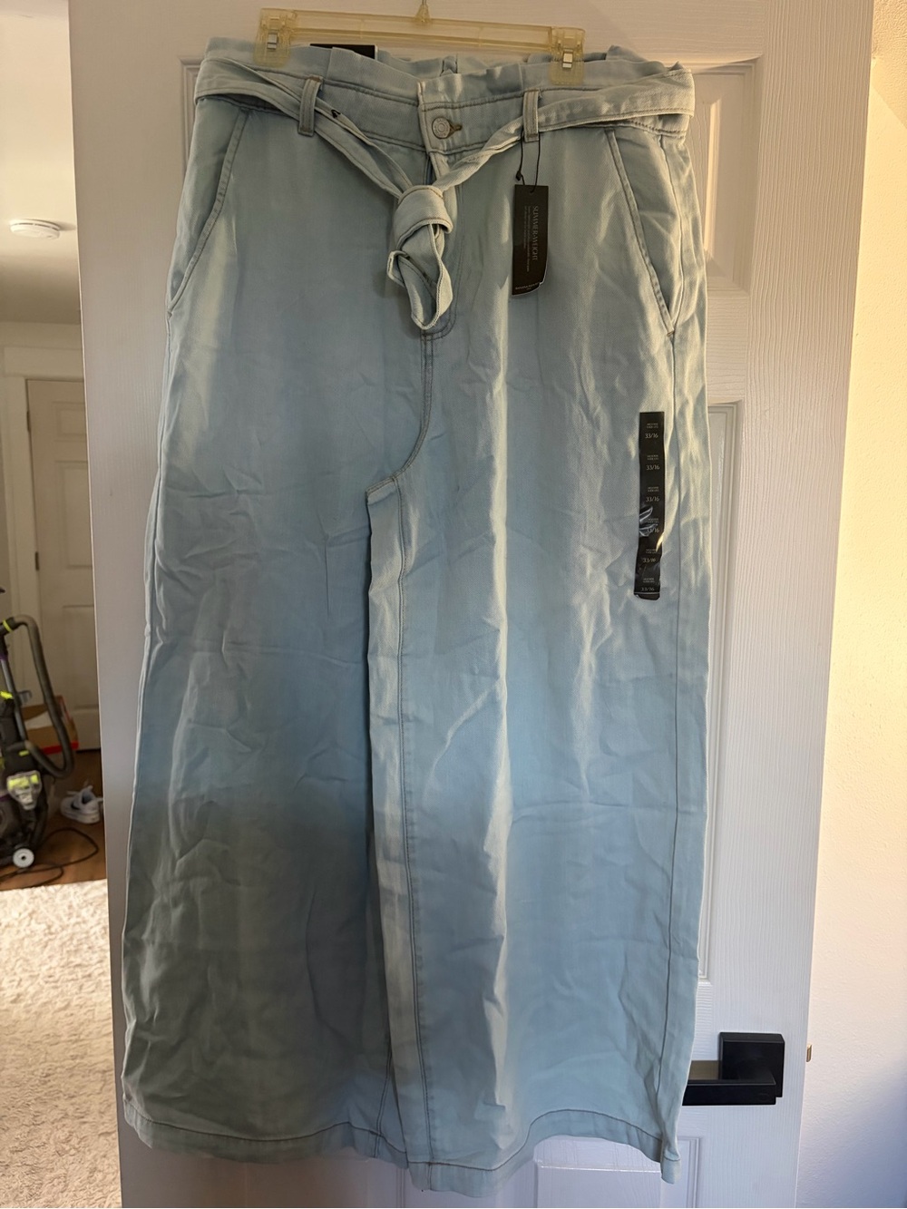 Banana Republic Light Blue Wide-Leg Women's Jeans with Tie Belt